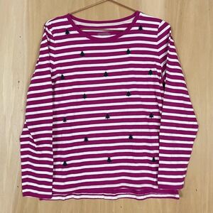 Talbots Pink and White Striped Long Sleeve Tee